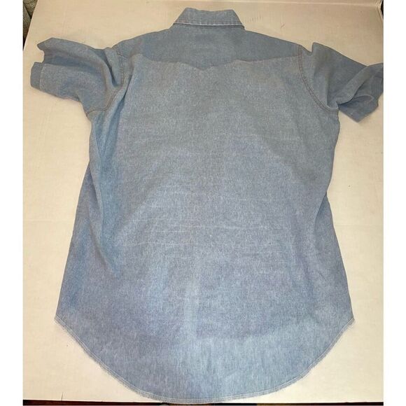 Vintage Wrangler Men’s (17) Blue Denim Pearl Snap Button Down Western Shirt A9 - Picture 6 of 6